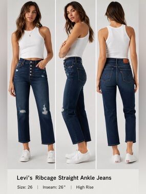 Levi's Dark Blue Ribcage Straight Leg Jeans
